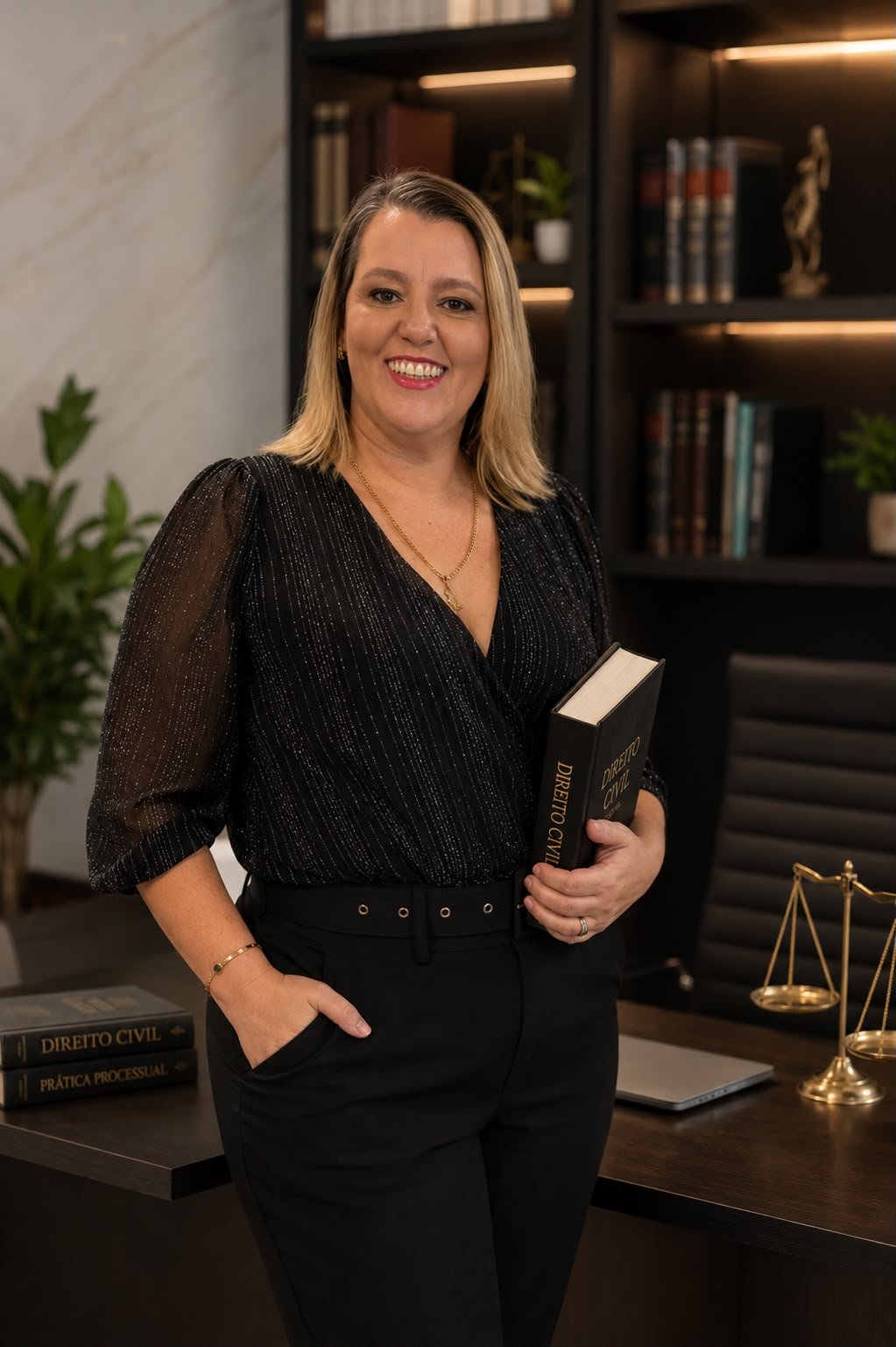 Dra. Eliane Patrícia, advogada, no escritório